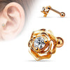 Surgical Steel White CZ Flower Helix Tragus Barbell Cartilage Earring - Pierced Universe