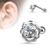 Surgical Steel White CZ Flower Helix Tragus Barbell Cartilage Earring - Pierced Universe