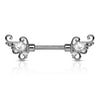 Surgical Steel Wing Filigree CZ Nipple Ring Barbell - Pierced Universe