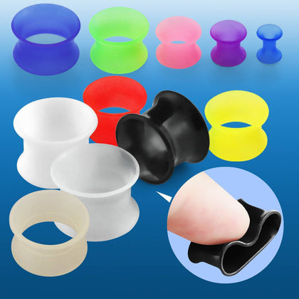 Ultra Thin Silicone Flexible Double Flared Flesh Ear Tunnels - Pierced Universe