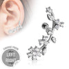 White CZ Flower Vine Ear Cartilage Lobe Piercing Stud - Pierced Universe